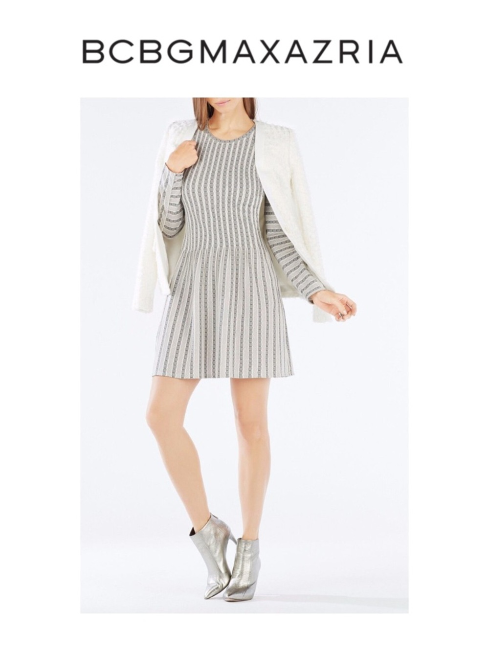 BCBGMaxAzria Marlin Striped Jacquard Dress